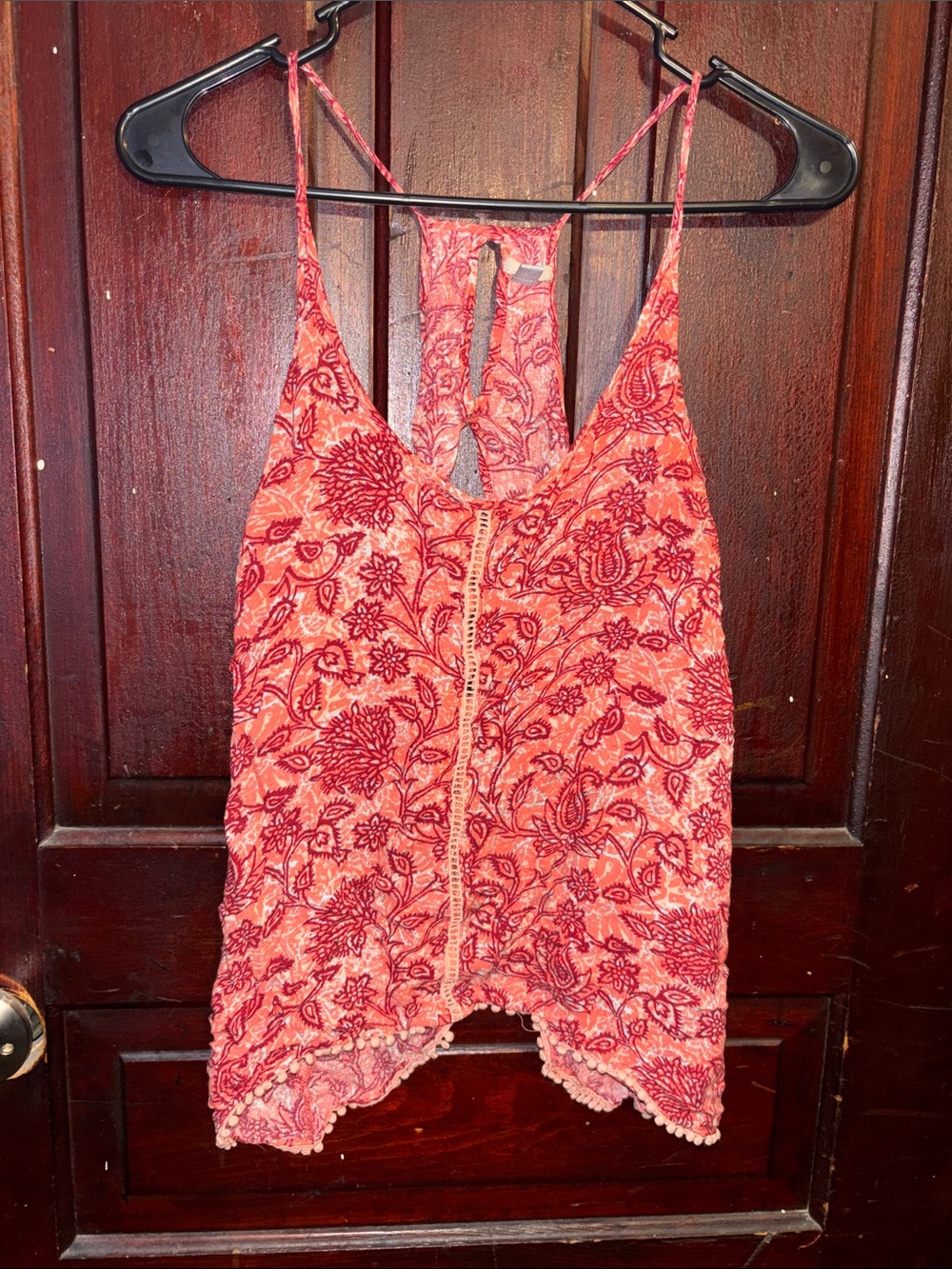 Ecote Coral and Red Floral Racerback Camisole